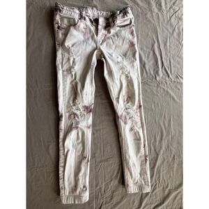 Machine Jeans Skinny Distressed Tie Dye Denim Pants White Purple Mens 26x26.5